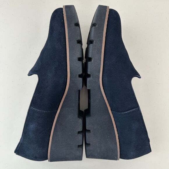 Vionic Willa Wedge Suede Leather Platform Loafers Shoes Womens Sz 8.5 Navy Blue - Picture 9 of 12